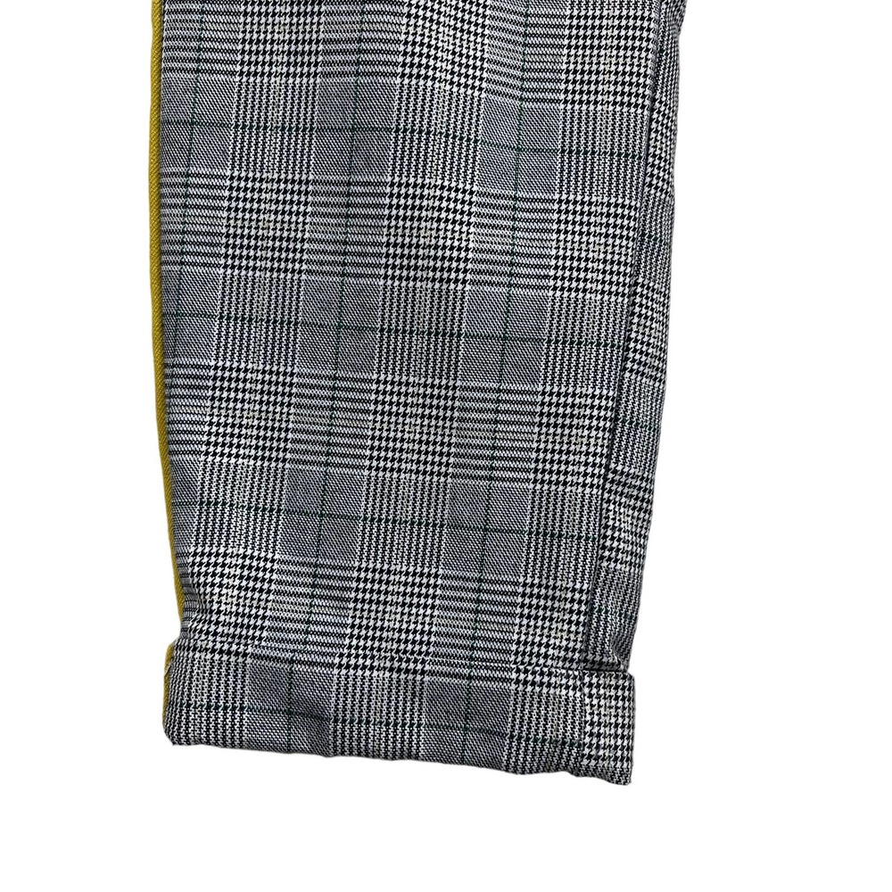 Zara Cigarette Pants Trouser Plaid Side Stripe Gray Green Yellow XS - Picture 8 of 10